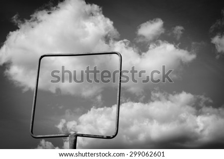empty frame, empty sign and sky with clouds