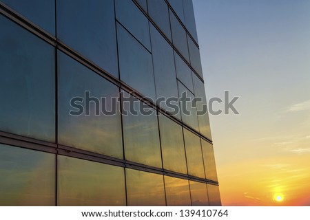 Mirror texture at the sunset time