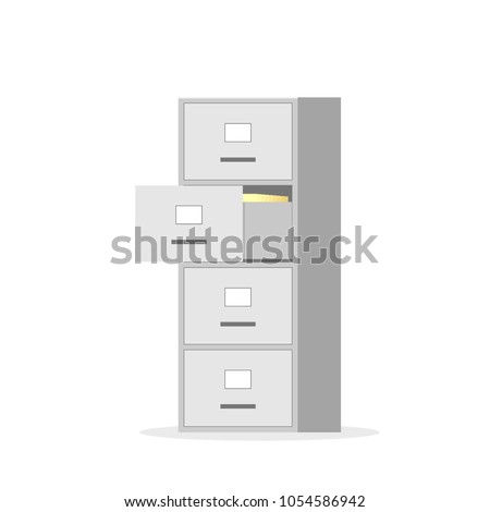 Filing cabinet with four drawer. Vector image isolated on white background