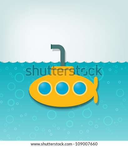 creative vector illustration with a yellow submarine