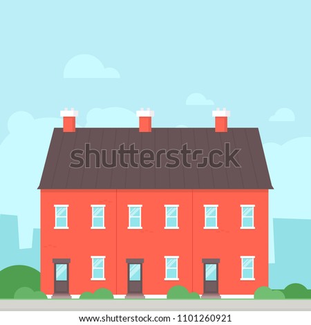 Triplex Detached House. Real estate clipart image