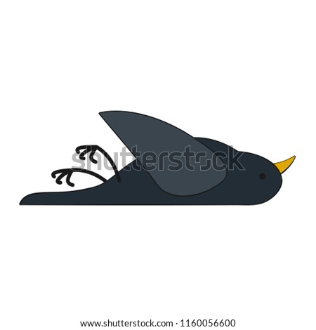 Dead black bird icon. Clipart image isolated on white background