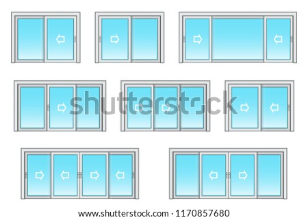 Sliding doors icon set. Clipart image isolated on white background