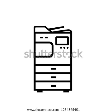 Office multifunction copier machine outline icon. Clipart image isolated on white background