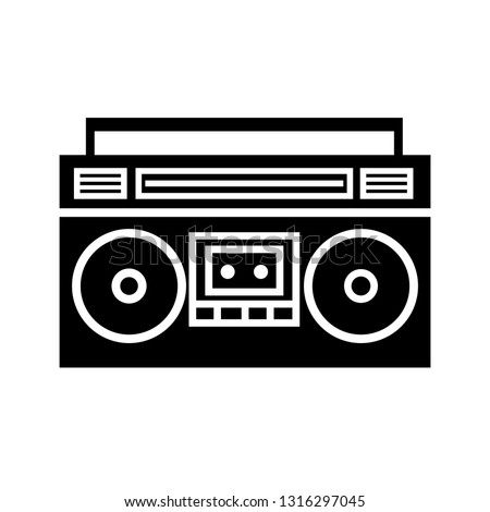 Boombox ghetto blaster silhouette icon. Clipart image isolated on white background