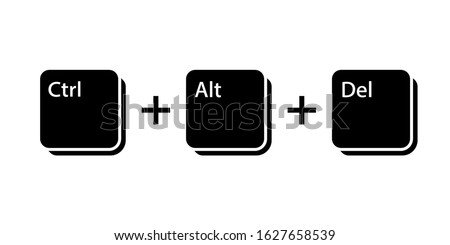 Ctrl Alt Del key icon. Clipart image isolated on white background