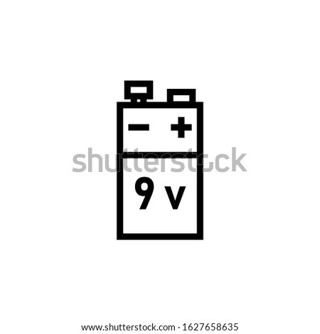 9 volt battery outline icon. Clipart image isolated on white background