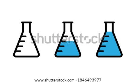 Erlenmeyer flask icon set. Clipart image isolated on white background.