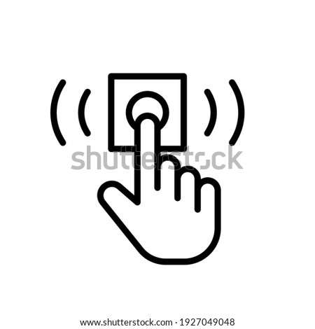 Hand press doorbell line icon. Clipart image isolated on white background.