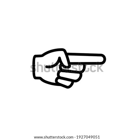 Hand pointing right line icon. Clipart image isolated on white background.
