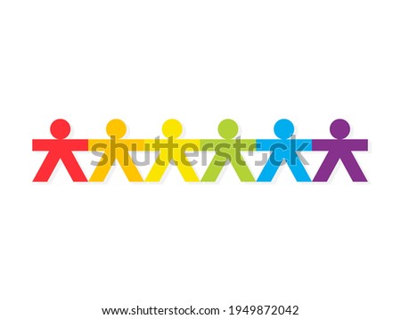 Rainbow paper doll chain. Clipart image isolated on white background Сток-фото © 