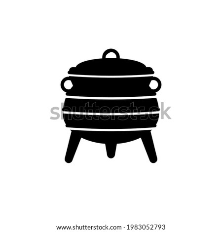 Three legged zulu pot silhouette icon. Clipart image isolated on white background