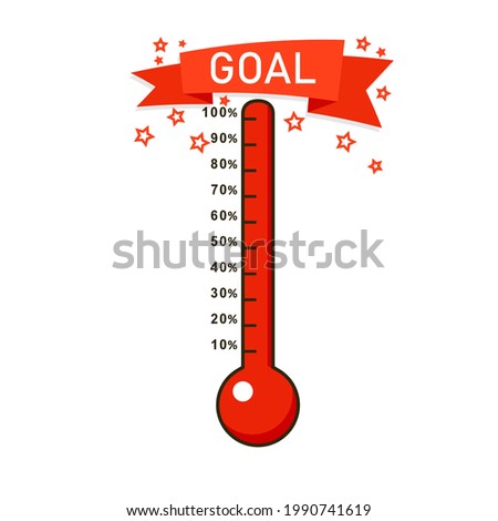 Full goal thermometer icon. Clipart image isolated on white background.