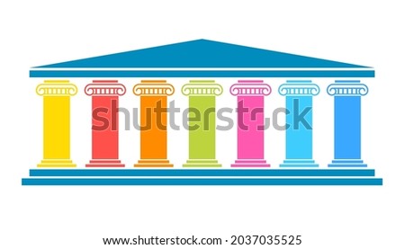 Seven pillars diagram. Clipart image isolated on white background