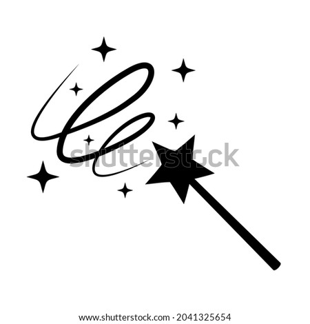 Fairy Wand silhouette icon. Clipart image isolated on white background