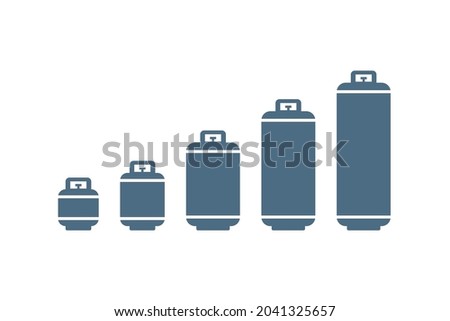 Gas cylinder sizes chart glyph icon. Clipart image isolated on white background