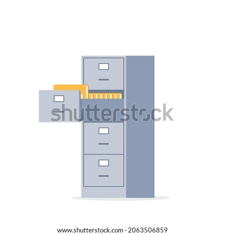 Open office filing cabinet icon. Clipart image isolated on white background