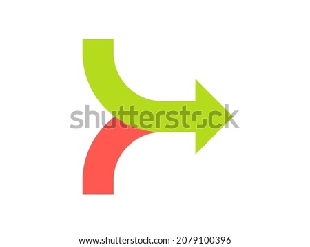 Two arrow merging icon. Clipart image isolated on white background
