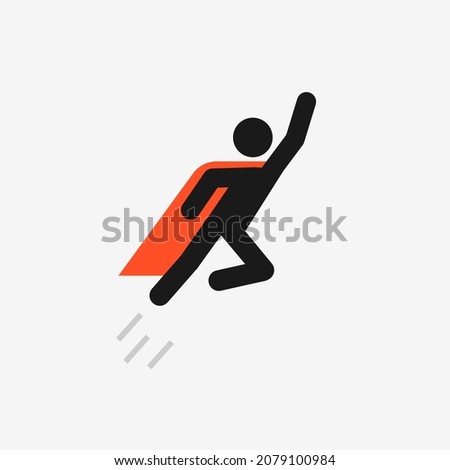 Fly stickman hero icon. Clipart image isolated on white background