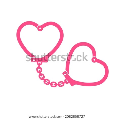 Heart shaped handcuffs silhouette icon. Clipart image isolated on white background