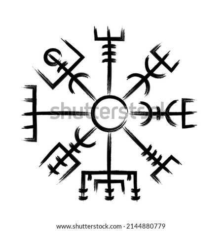 Vegvisir Viking Compass brush stroke icon. Clipart image isolated on white background 商業照片 © 