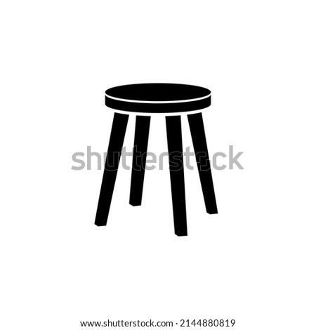 Four legged stool silhouette icon. Clipart image isolated on white background