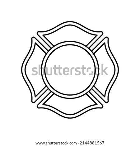 Firefighter Maltese Cross outline icon. Clipart image isolated on white background
