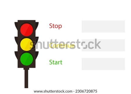 Stop Continue Start slide template. Clipart image