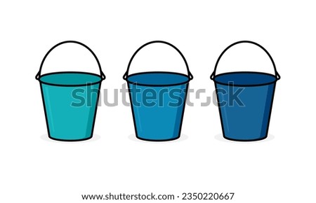 Three buckets filled outline icon. Clipart image isolated on white background
