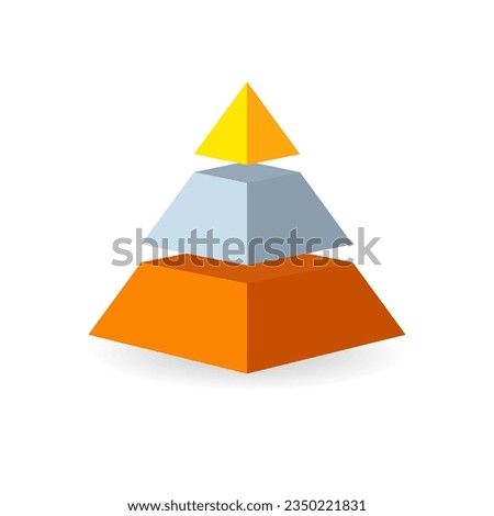 Bronze Silver Gold 3d pyramid diagram. Clipart image