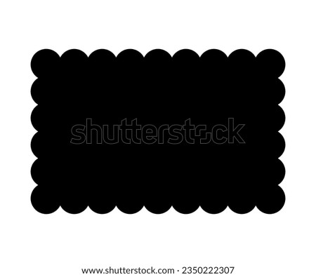 Scalloped rectangle label template silhouette. Clipart image isolated on white background