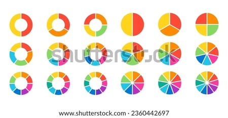 2-10 sections donut and pie chart infographic elements set. Clipart image isolated on white background