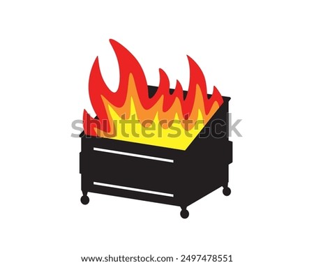 Dumpster fire silhouette icon . Clipart image isolated on white background