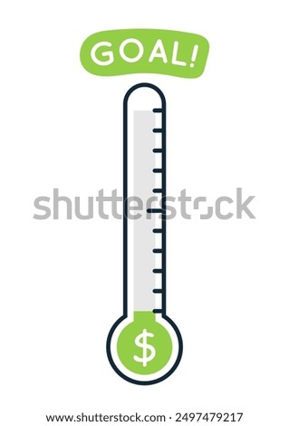 Blank fundraising thermometer template icon. Clipart image isolated on white background