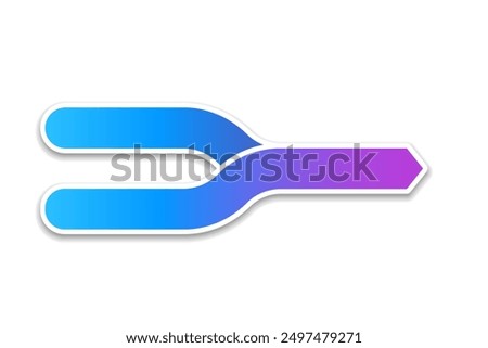 Two arrows merging blue gradient icon. Clipart image isolated on white background