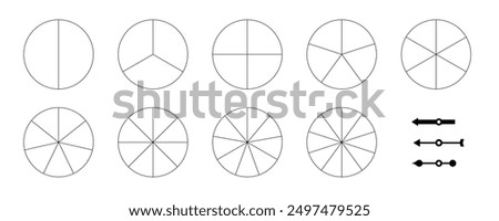 2-10 section Blank Spinning Wheel Template set. Clipart image isolated on white background