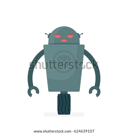 cartoon evil robot character. vector illustration