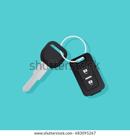 Car key and alarm system chain. Clipart image isolated on background