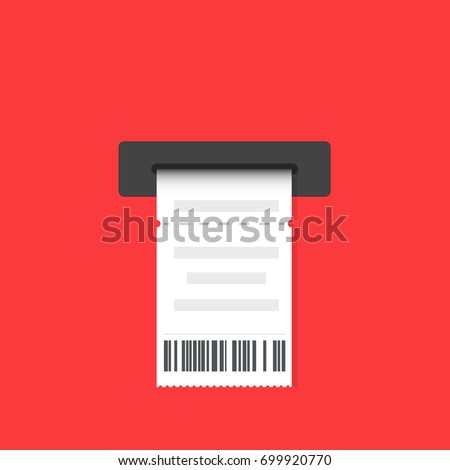 Paper receipt from ticket machine slot. Vector image