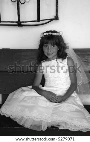 young girl ready for first holy communion