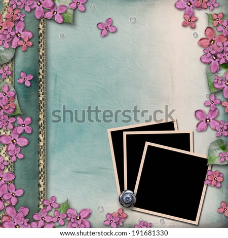 Album cover with paper frames,  lilac