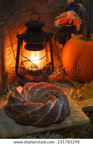Pumpkin cake with dried plum
