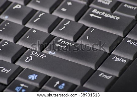 The keyboard of the laptop, black colour