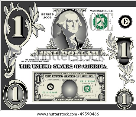 Miscellaneous vector dollar bill elements
