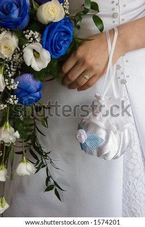 Wedding bouquet flowers and hand