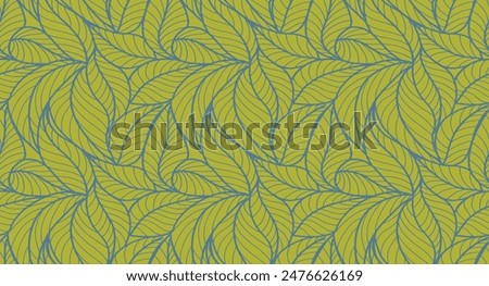 Abstract outlined leaves seamless pattern. Tea or banana leaf line art. Hand drawn outline design for fabric , print, cover, banner and invitation. Luxury minimal style wallpaper with botanical leaves