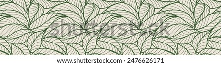 Abstract outlined leaves seamless pattern. Tea or banana leaf line art. Hand drawn outline design for fabric , print, cover, banner and invitation. Luxury minimal style wallpaper with botanical leaves