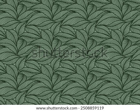 Abstract outlined leaves seamless pattern. Tea or banana leaf line art. Hand drawn outline design for fabric , print, cover, banner and invitation. Luxury minimal style wallpaper with botanical leaves