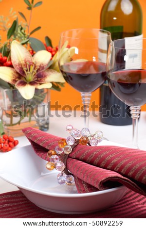 Formal fall festive theme dinner table arrangement