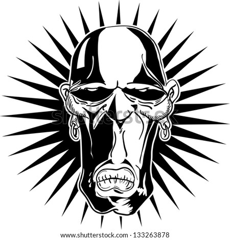 cartoon illustration of a tribal mask